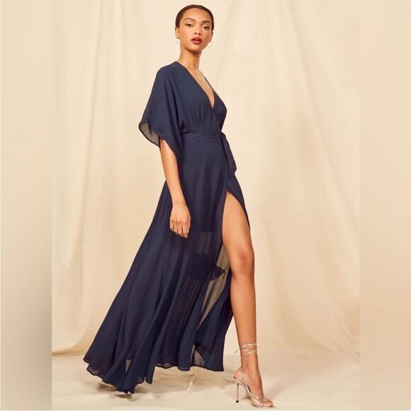 Reformation Winslow Dress In Navy XS NWT $348 - Picture 6 of 7